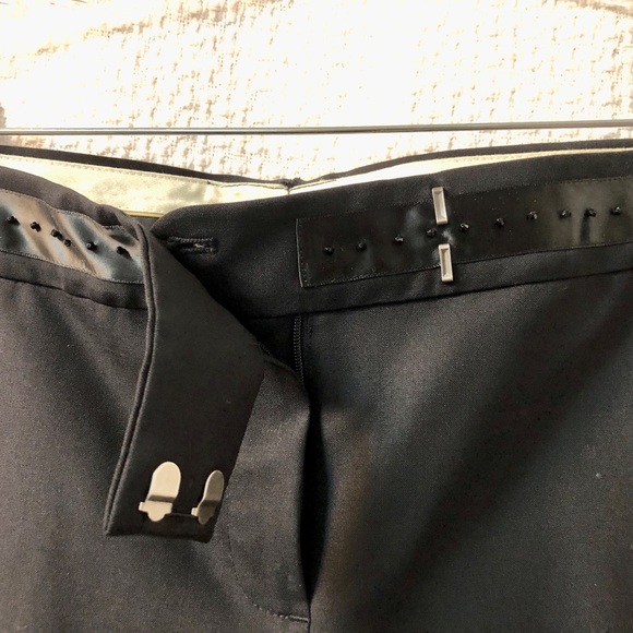 Theory- wool tuxedo pants with satin & crystal waist band - Picture 9 of 12